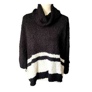 Romeo + Juliet Couture Womens Cowl Neck Poncho Sweater Striped Size S Black